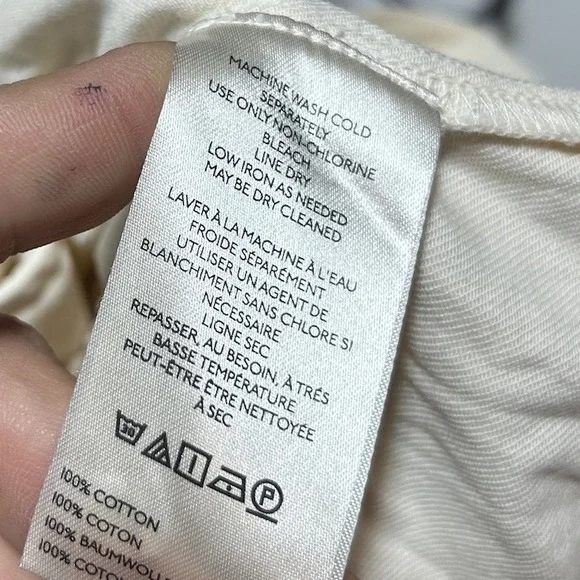 Anthropologie 2X Somerset Mini Dress Ivory Smocked Waist V-Neck - Picture 4 of 5